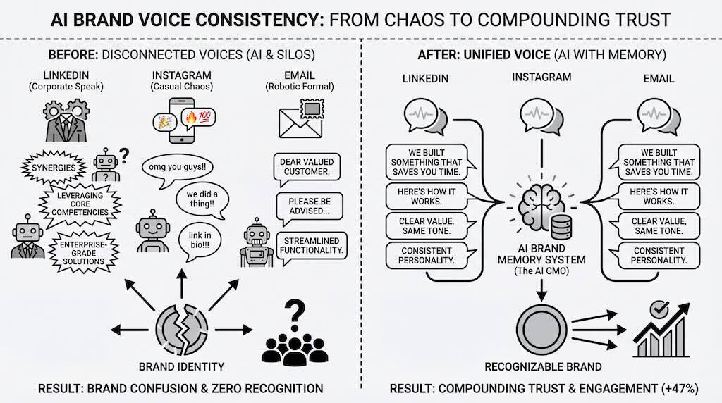AI Brand Voice Consistency: How to Stop Sounding Like 12 Different Companies